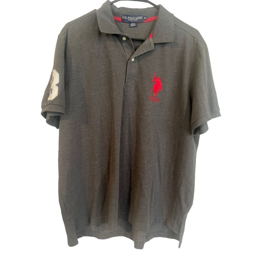 U.S Polo Assn. Mens Gray Casual Collared Short Sleeve Polo Shirt XL